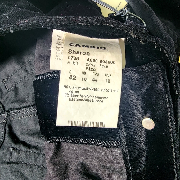 NWT Cambio Women's Size 12 Waist 30" Sharon Black Velvet Ankle High Rise Pants - Picture 5 of 8